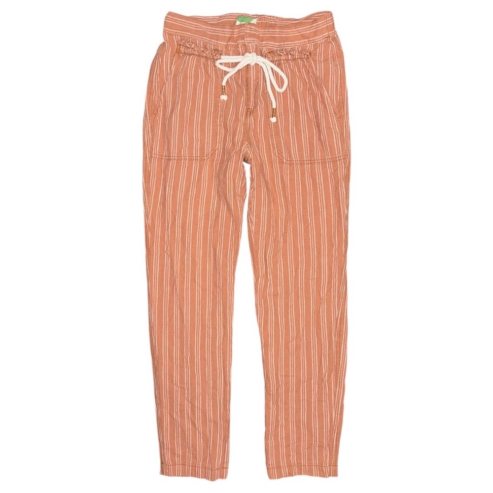Anthropologie Seashore Striped Linen Blend Pants XS Cedar Terracotta Drawstring